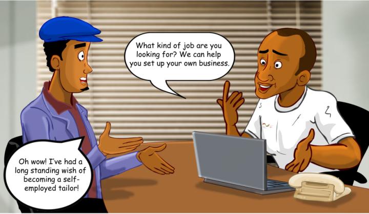 Bild aus dem Comic-Flyer des Beratungszentrums Ghana